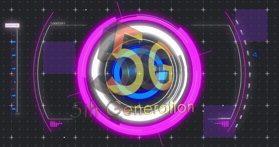Futuristic 5G Technology Interface with Digital Elements