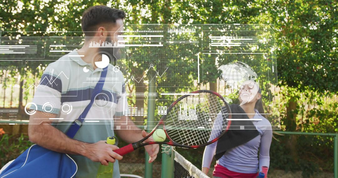 Outdoor Tennis Practice with Digital Data Integration