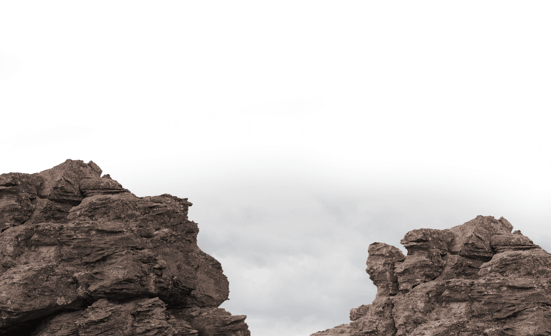 Dramatic Rocky Landscape with Transparent Could Shapes