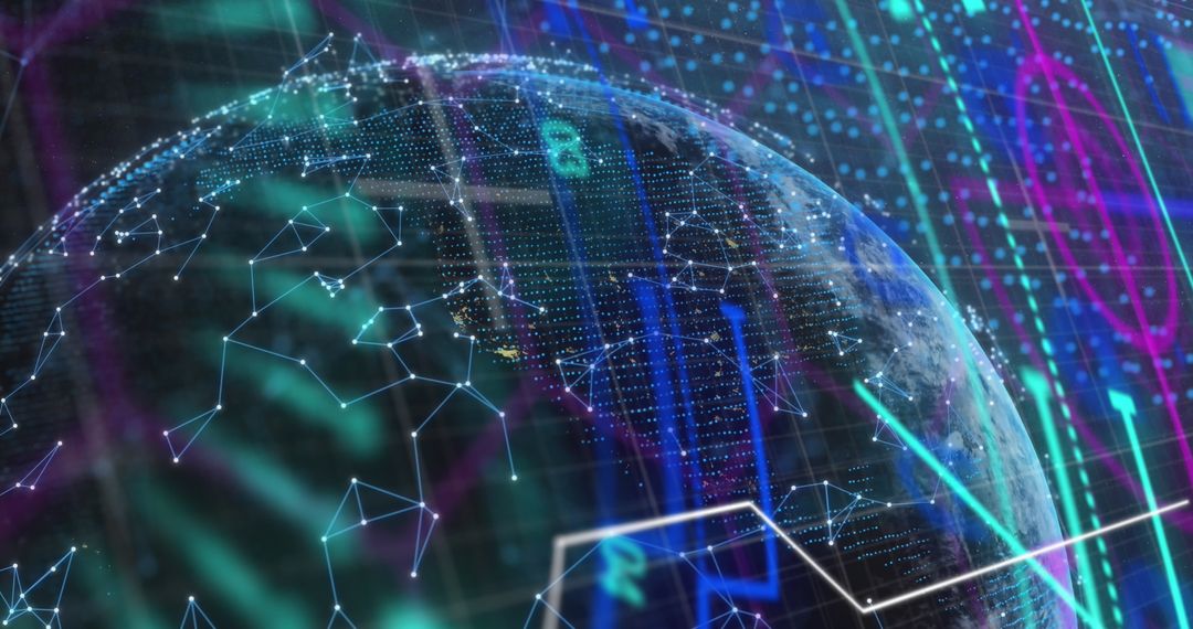 Global Network Connections with Futuristic Technology Interface