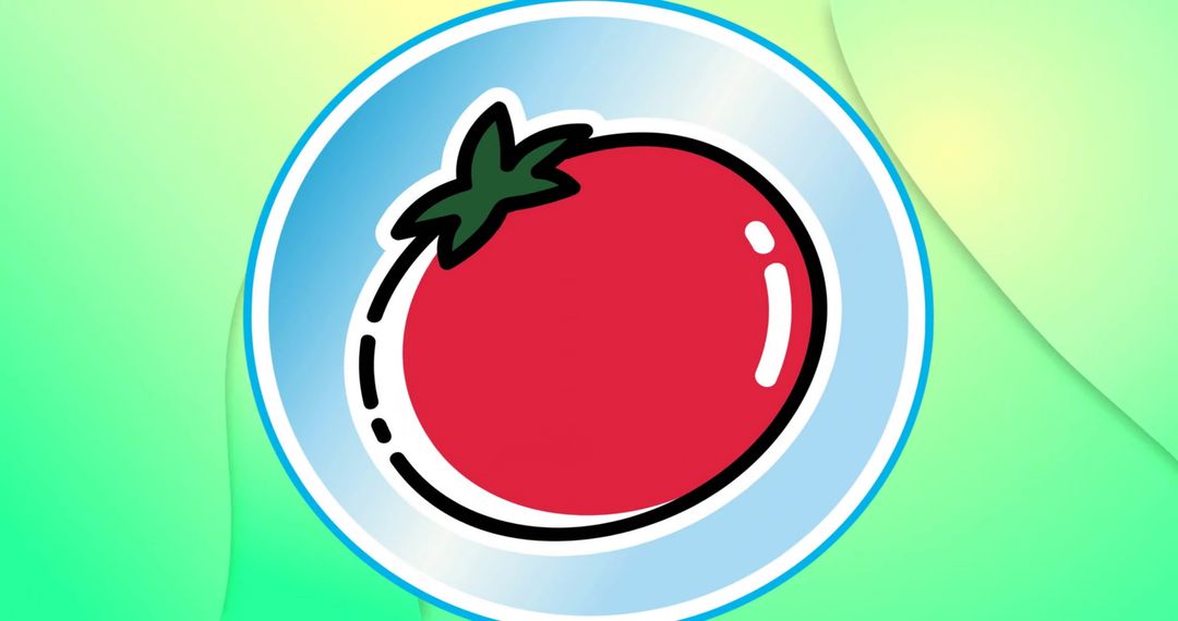 Bright Tomato Icon on Green Background Symbolizing Freshness