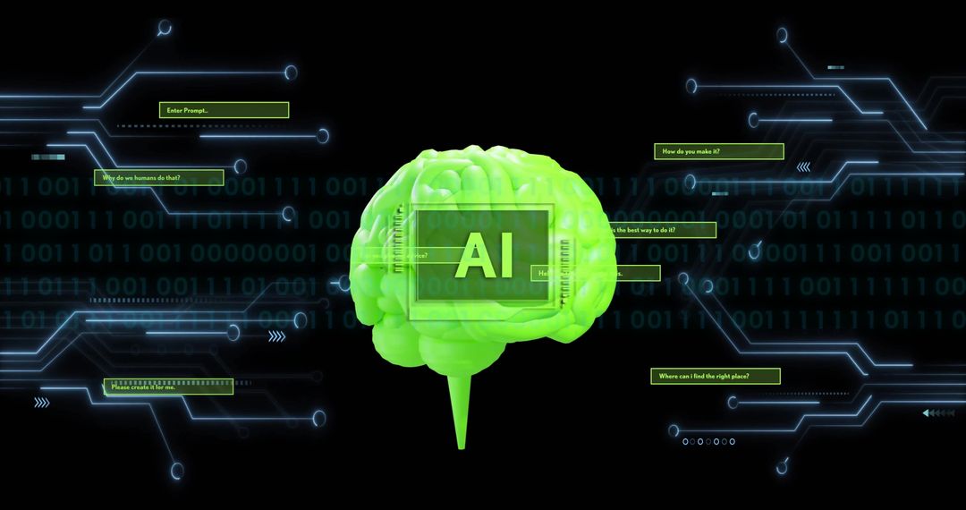 Advanced AI Brain with Binary Code Hologram - Free Images, Stock Photos and Pictures on Pikwizard.com