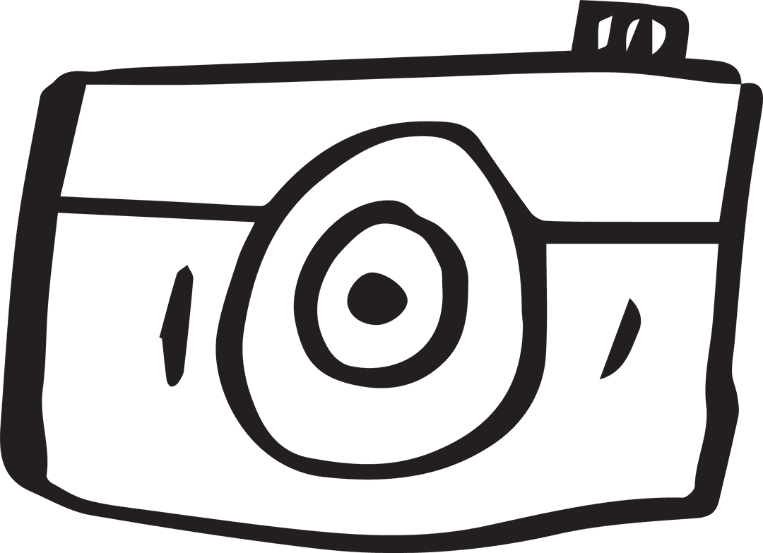 Hand-drawn Camera Doodle Illustration on Transparent Background