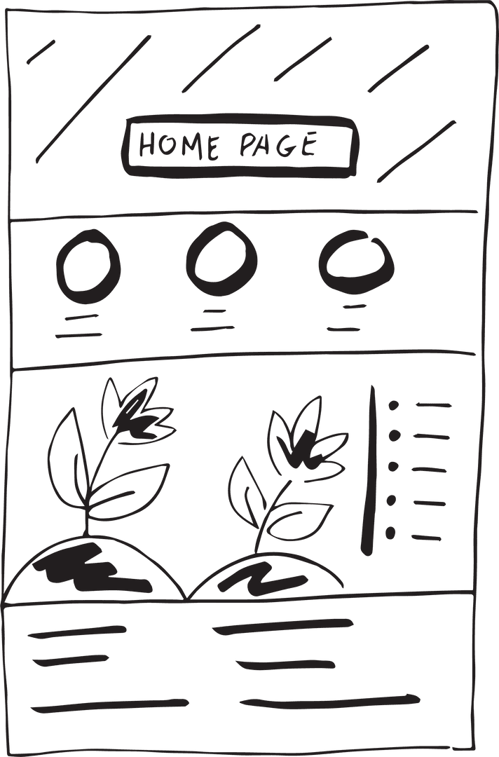 Hand Drawn Homepage Design Concept with Transparent Background