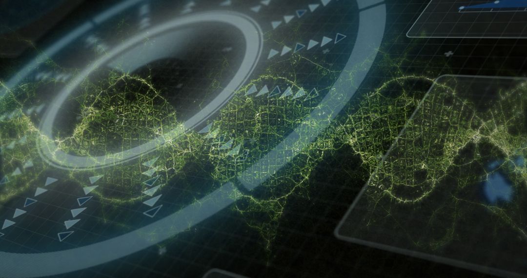 Futuristic HUD Interface Overlay with Network Visualization