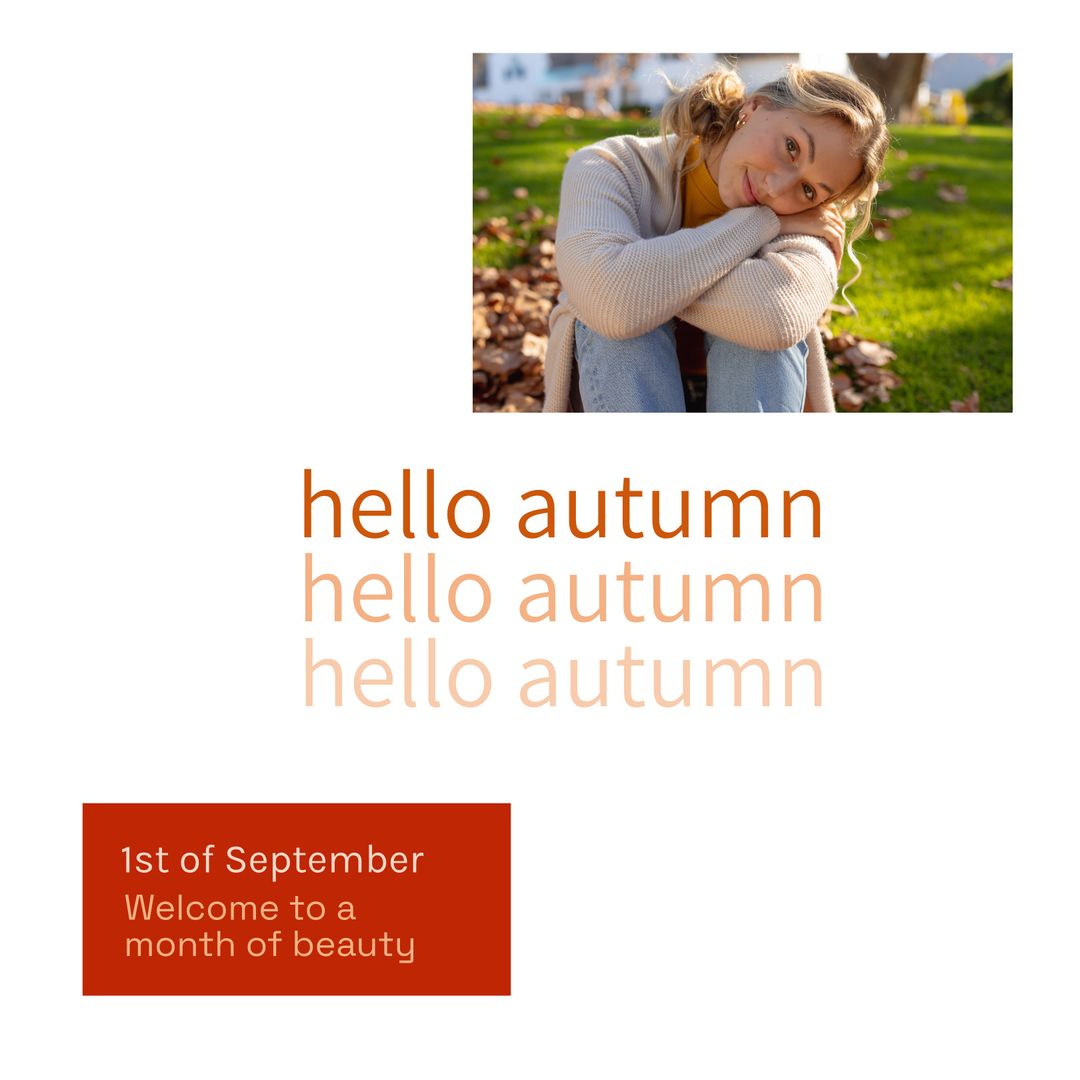 Autumn Greetings with Smiling Woman in Park