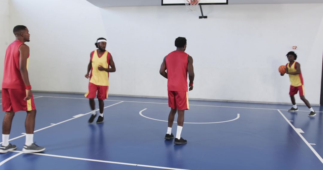 Basketball Team Practicing Indoors