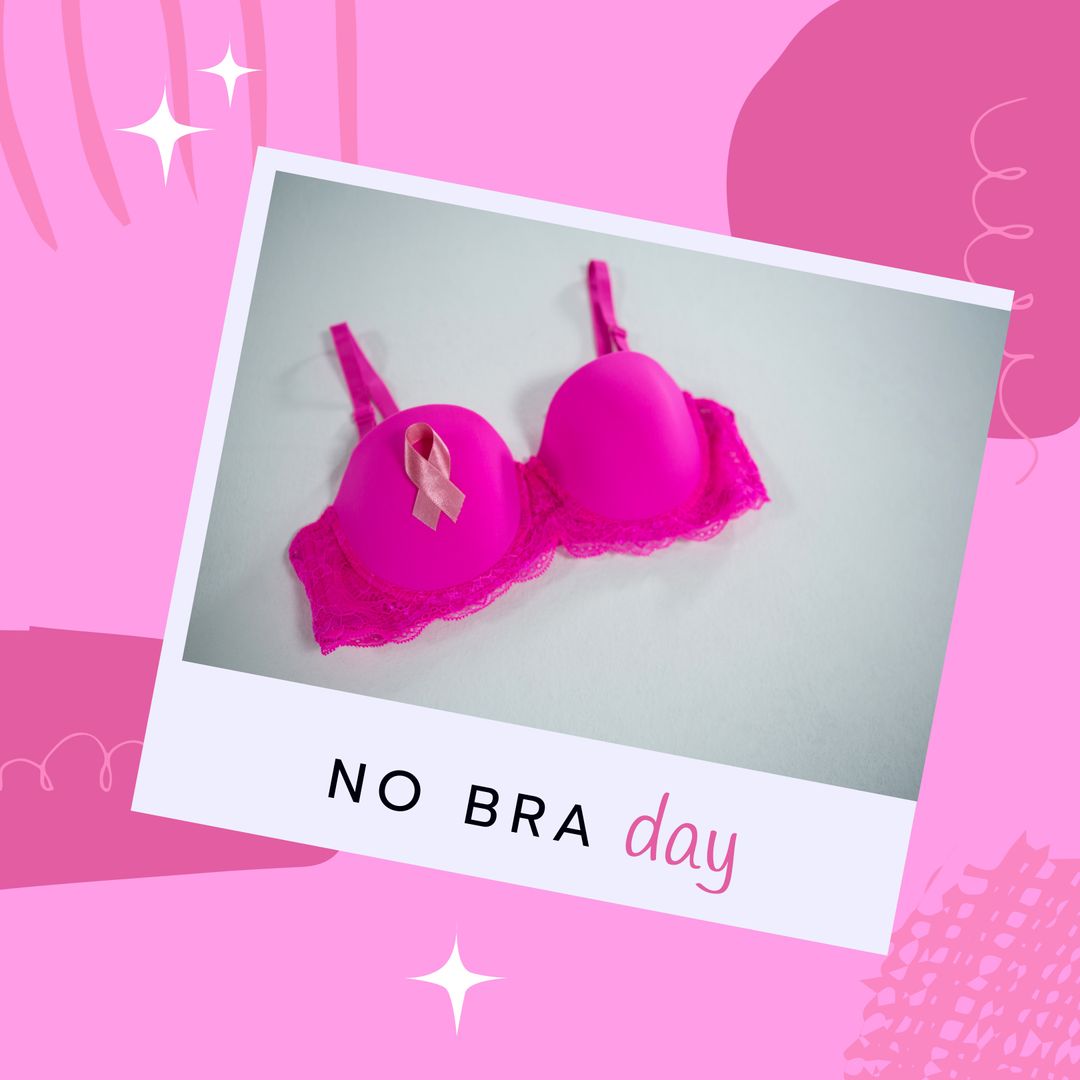 No Bra Day Awareness for Breast Cancer with Pink Bra - Download Free Stock Templates Pikwizard.com