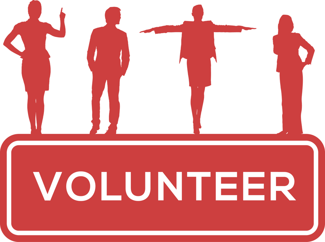 Red Volunteer Text and Diverse Silhouettes New Transparent Vector Illustration - Download Free Stock Images Pikwizard.com