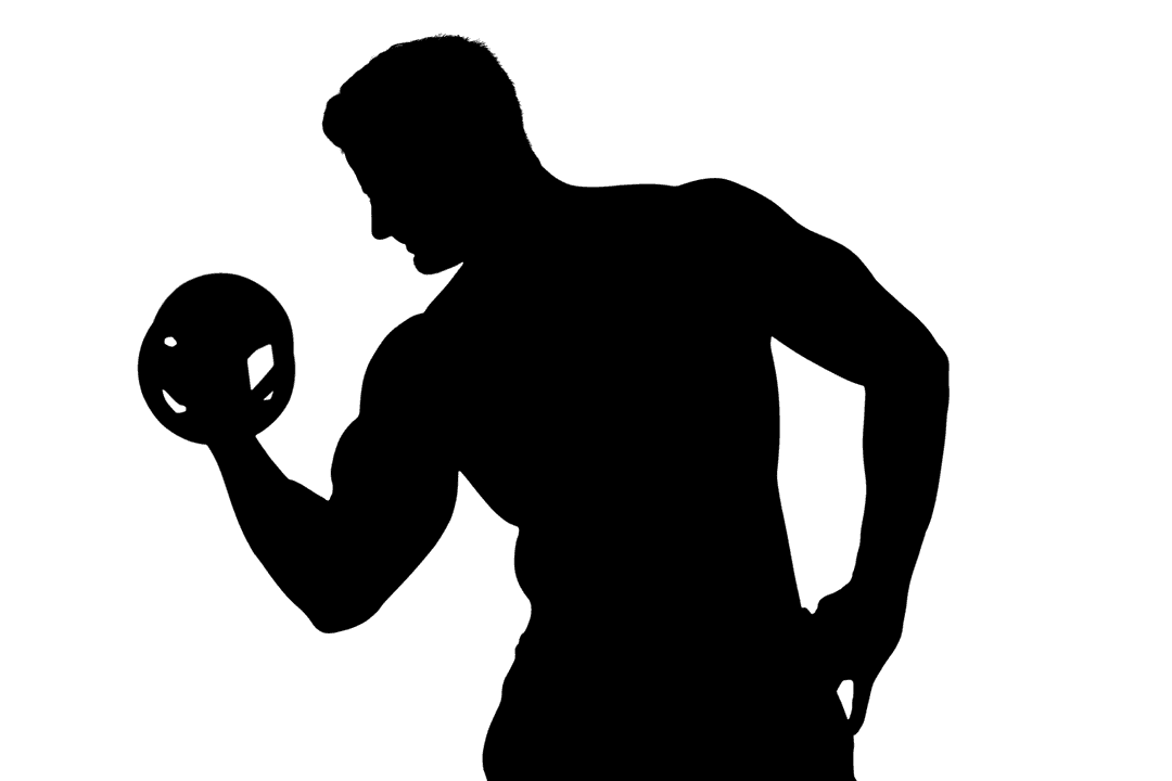 Transparent Silhouette of Muscular Person Lifting Dumbbell