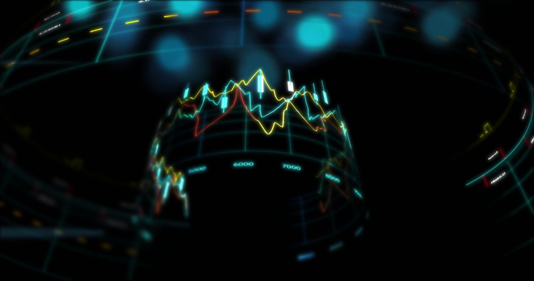 Abstract Financial Data Visualized on Rotating Digital Globe
