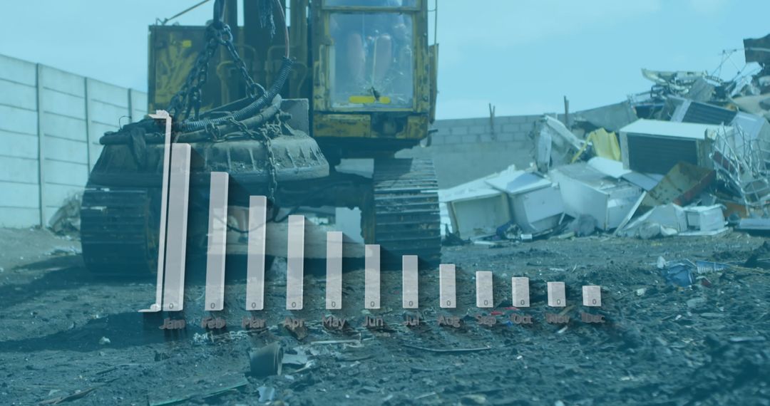 Data Visualization Concept over Regrading Machinery at Landfill