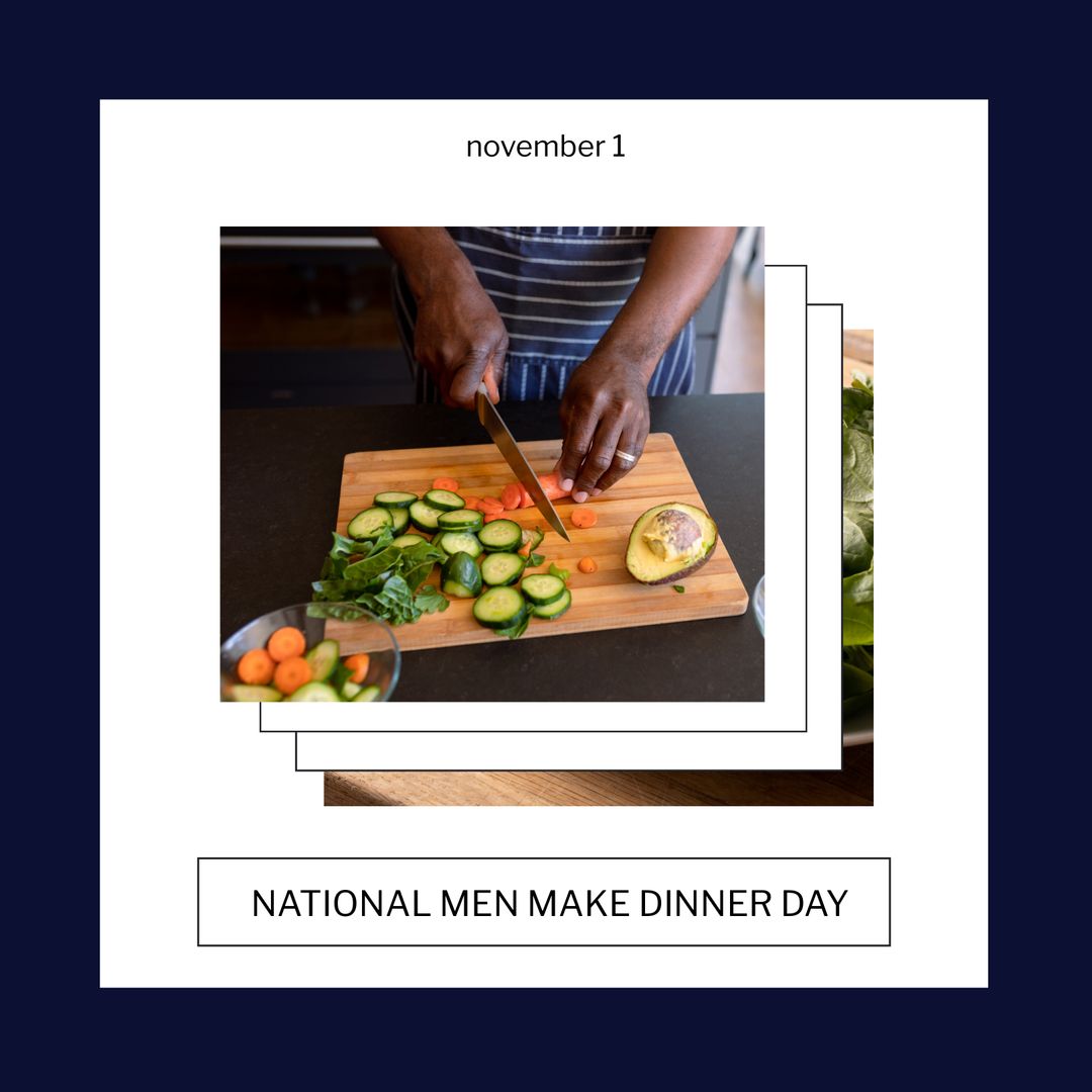 Man Chopping Vegetables for National Men Make Dinner Day