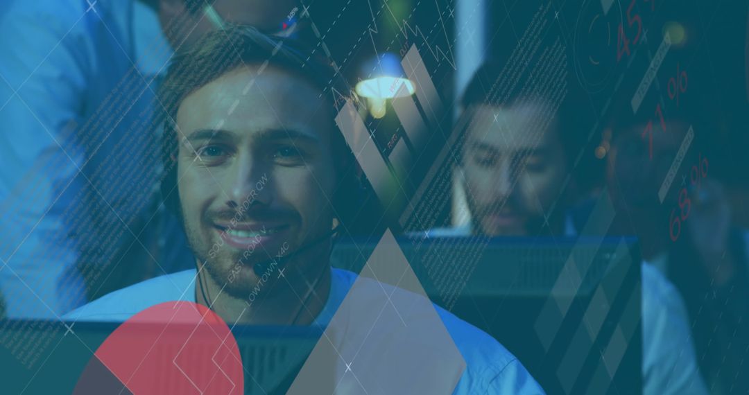 Multinational Call Center Team Analyzing Big Data