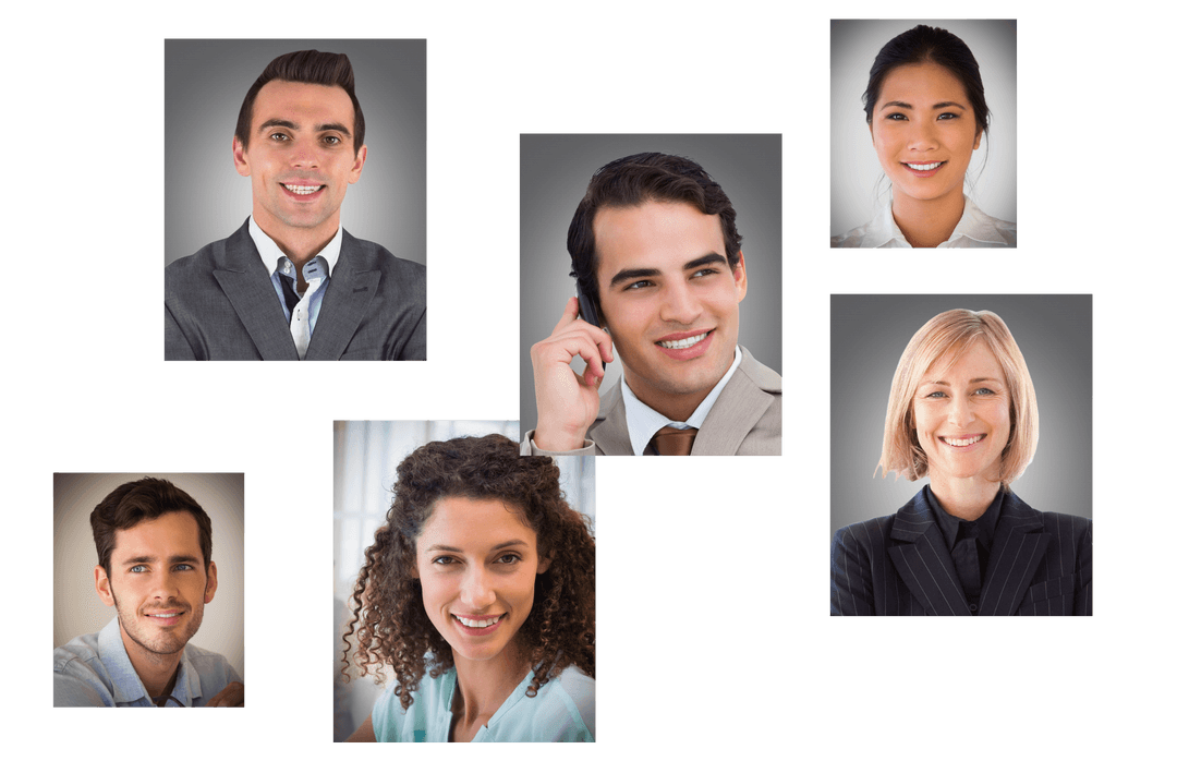 Smiling Business People on Transparent Background