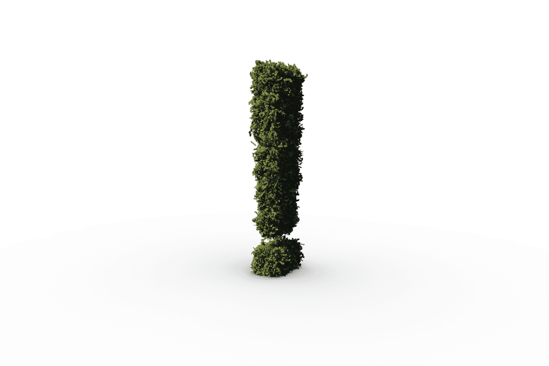 Transparent Exclamation Mark Plant Design with Grass Texture