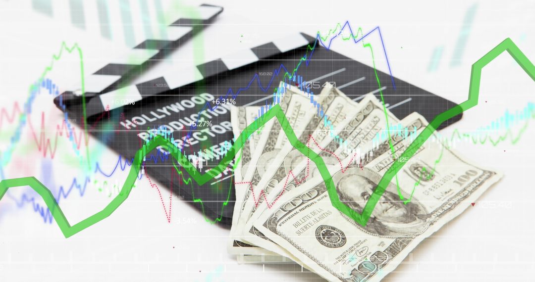 Hollywood Film Clapperboard on US Dollars with Data Analysis