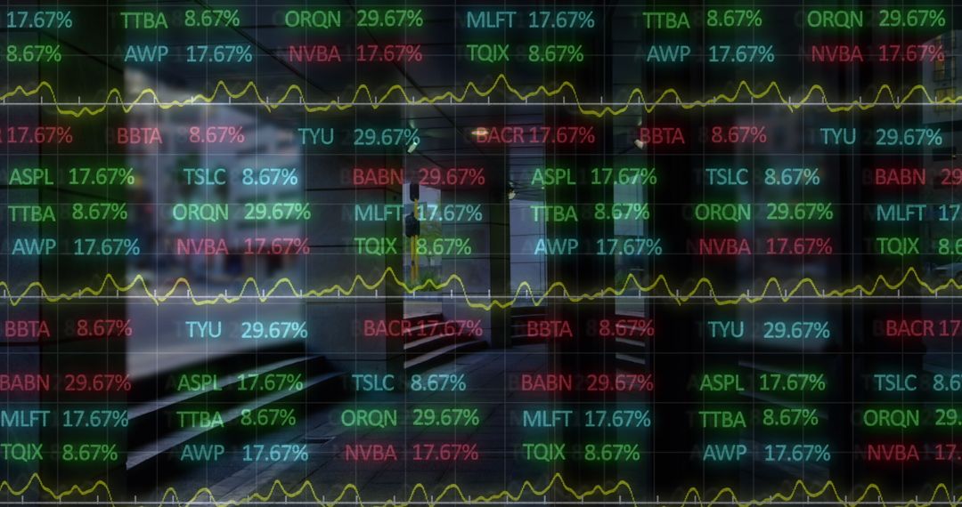 Financial Data Overlaid on Cityscape Symbolizing Global Economics