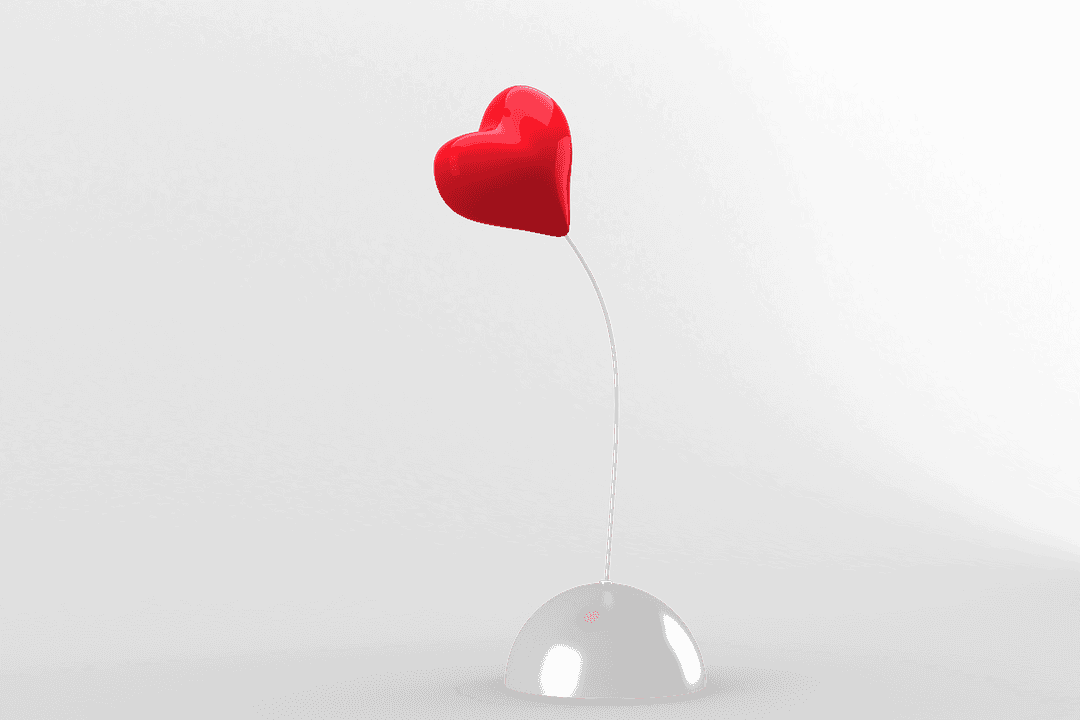 Floating Heart Balloon Decoration on Transparent Background