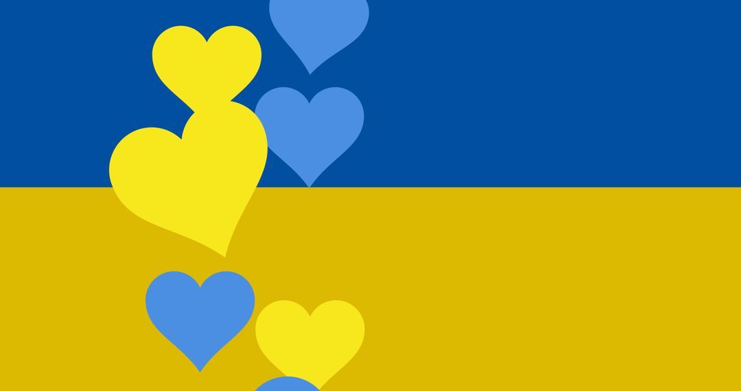 Blue and Yellow Hearts on Ukraine Flag Background