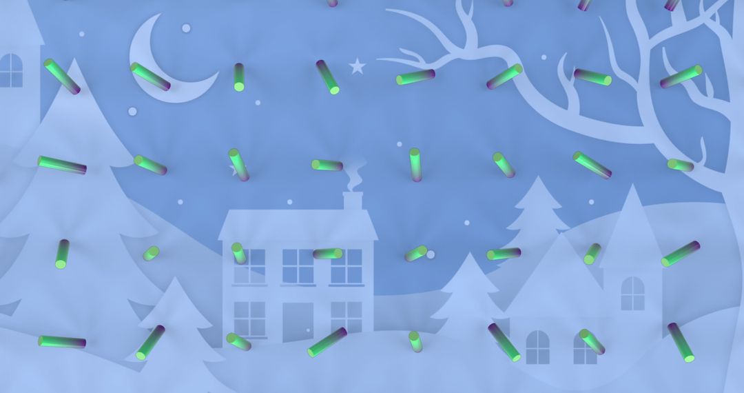 Abstract Seamless Pattern Over Winter Landscape Illustration