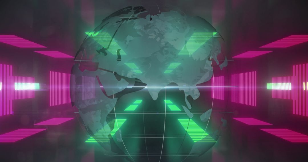 Futuristic Digital Interface with Glowing Neon Globe