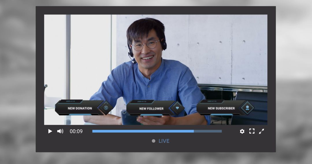 Digital Content Creator Live Streaming with Social Media Interface