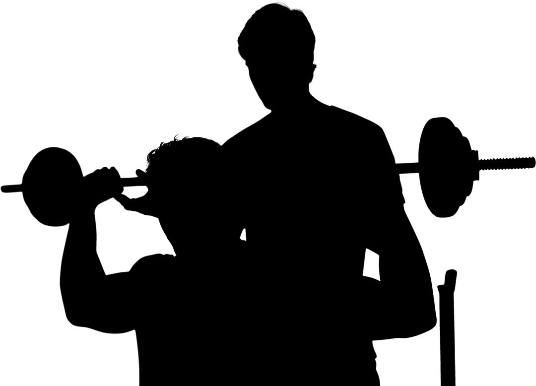 Vector Silhouette of People Lifting Barbell on Transparent Background