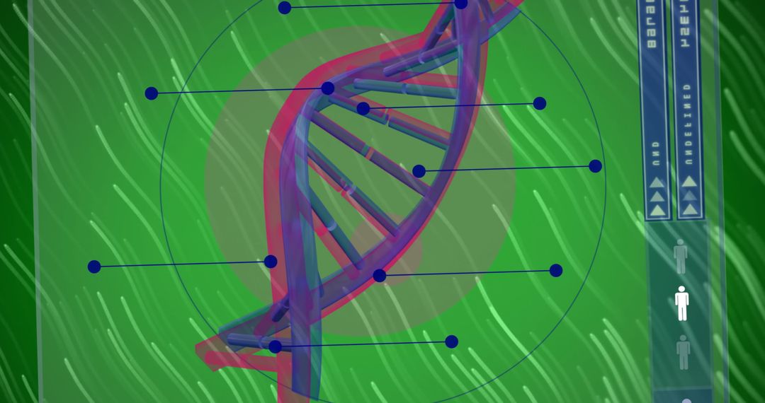 Digital DNA Strand on Abstract Green Background