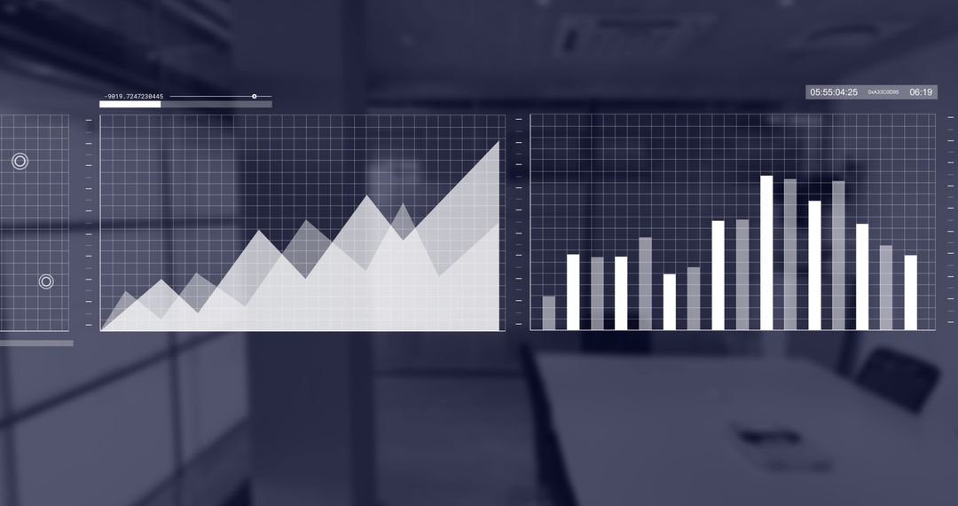 Futuristic Financial Data Interface in Modern Office Environment
