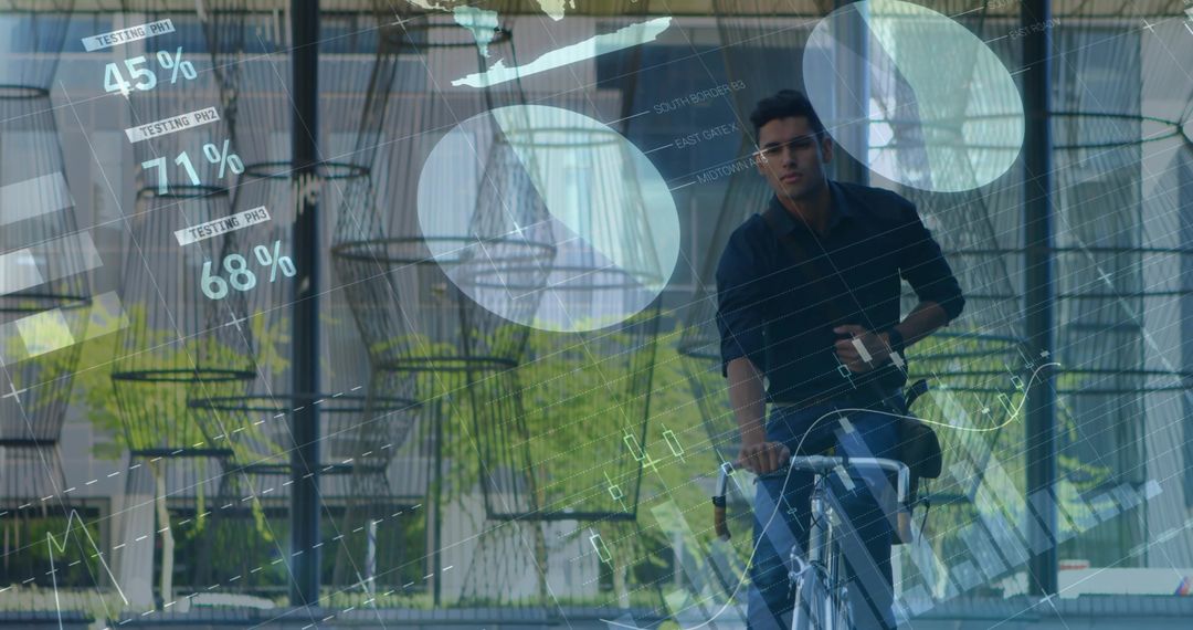 Urban Cyclist Exploring Futuristic AR Technology