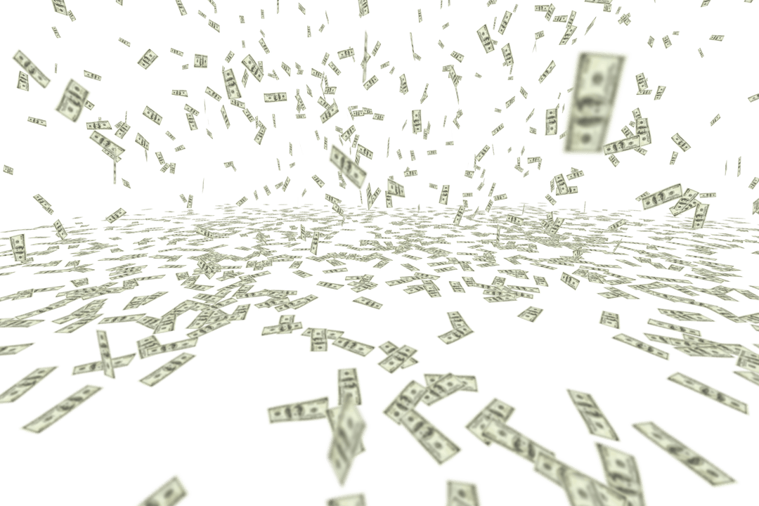 Flying Banknotes Motion on Transparent Background Financial Illustration