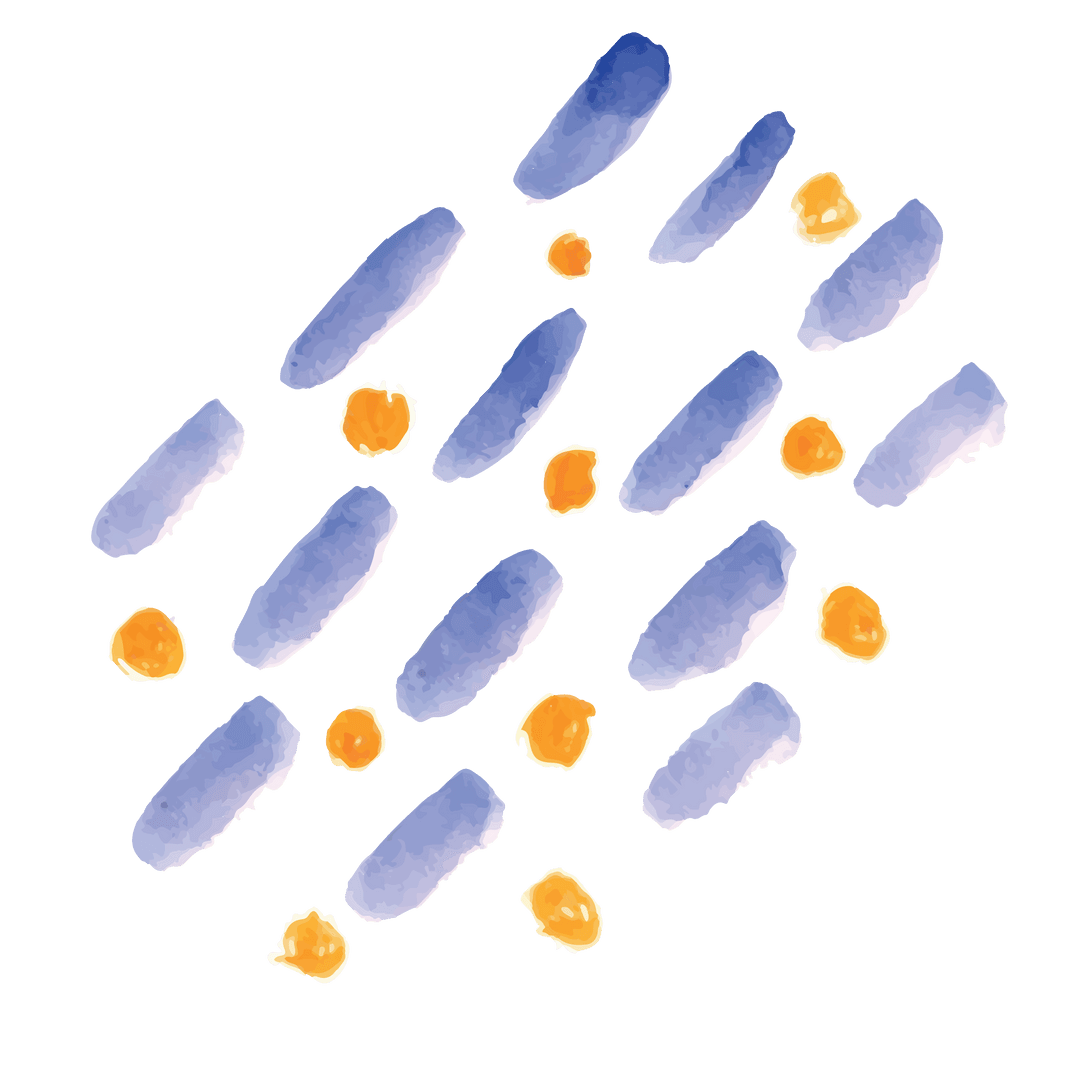 Abstract geometric pattern with blue and orange on transparent background