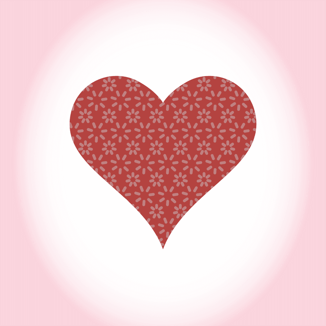Floral Patterned Red Heart on Transparent Background Vector
