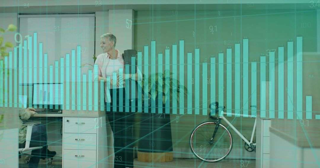 Professional Examining Financial Graph in Modern Office Environment