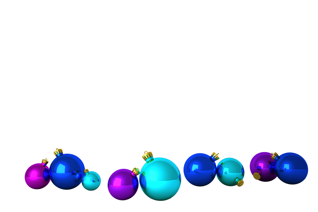 Colorful Christmas Balls on Transparent Background with Isolated Ornaments