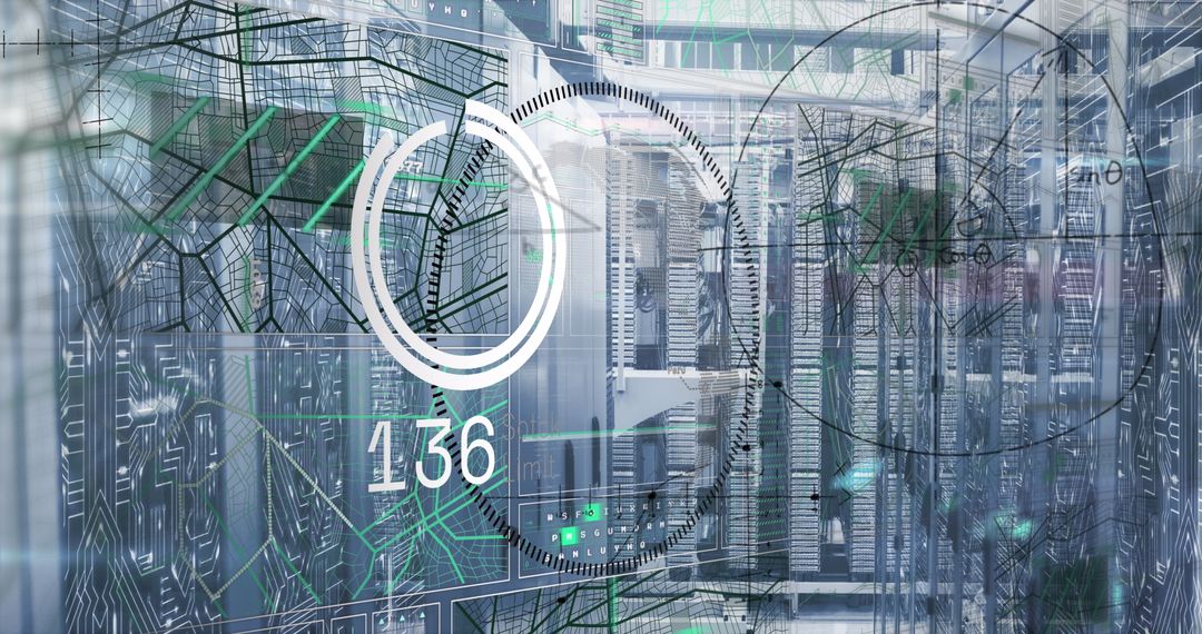 Futuristic Data Center with Holographic Network Overlay