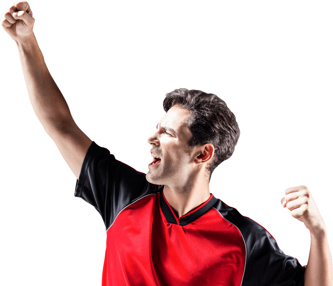 Transparent Excited Man Celebrating Victory