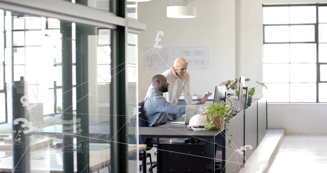 Innovative Finance Analysis in Modern Open Office Workspace