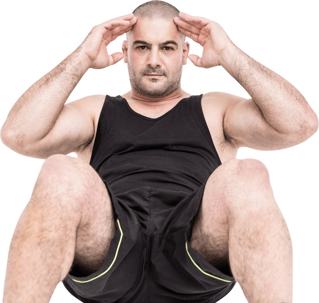 Transparent Fitness Enthusiast Doing Crunches in Activewear