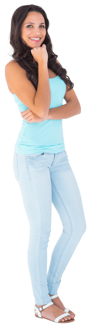 Happy Casual Woman Standing Confidently with Transparent Background