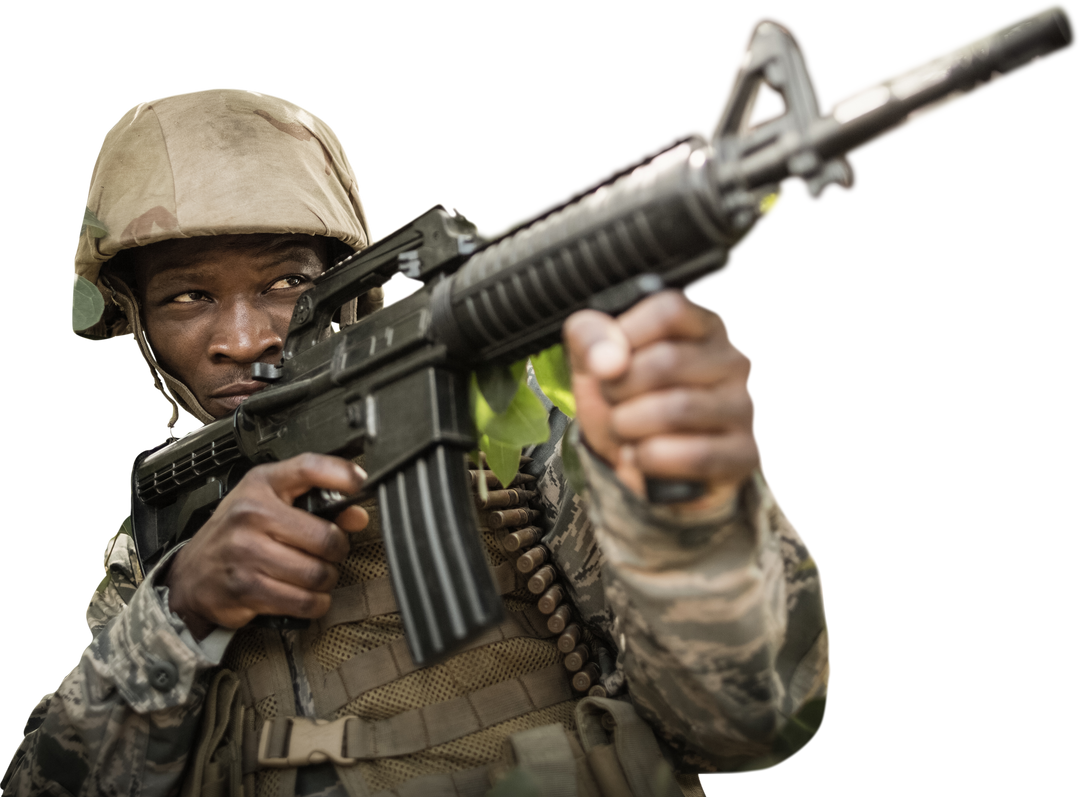 Transparent Soldier in Combat Uniform Aiming with Rifle - Download Free Stock Images Pikwizard.com