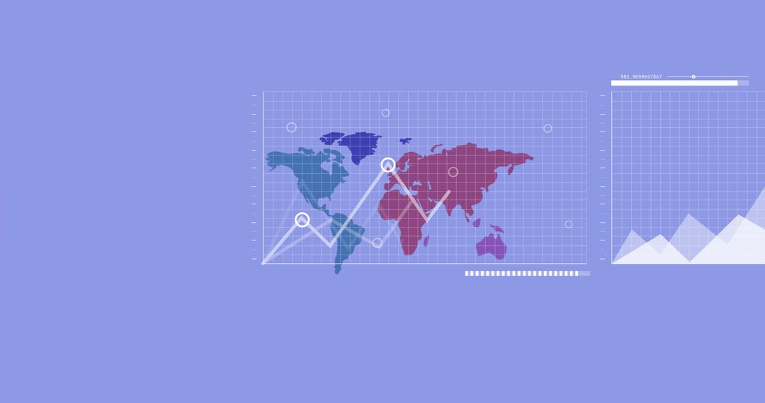 Abstract World Map with Financial Data Visualization