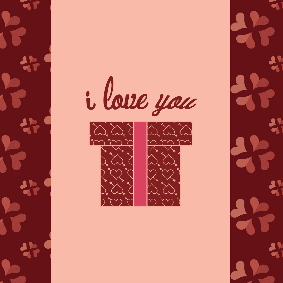 I Love You Gift Box with Heart Design on Transparent Background