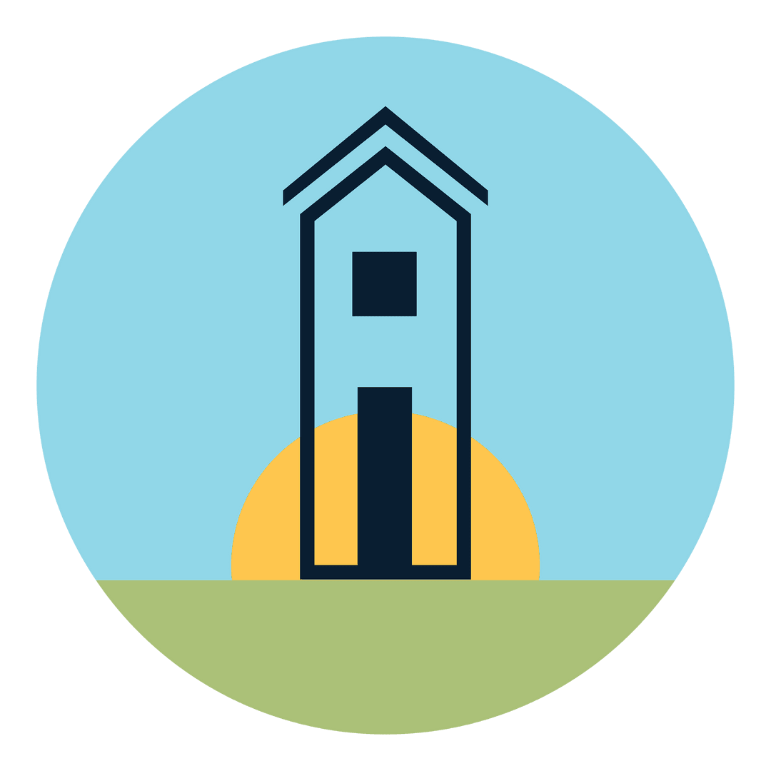 Transparent House Symbol with Sunrise on Isolated Background