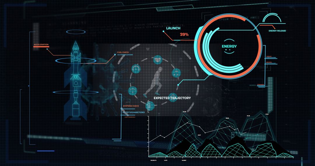Digital Data Processing Dashboard with Futuristic Elements
