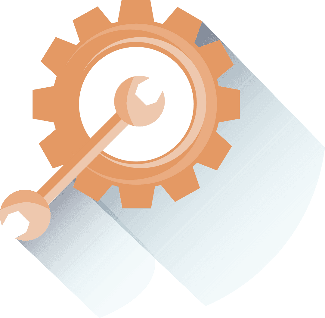 Digital Illustration with Cog and Spanner on Transparent Background