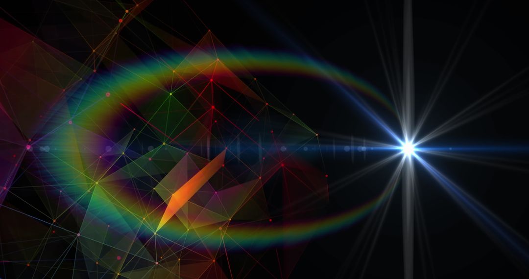 Abstract Digital Plexus Network with Light Flare