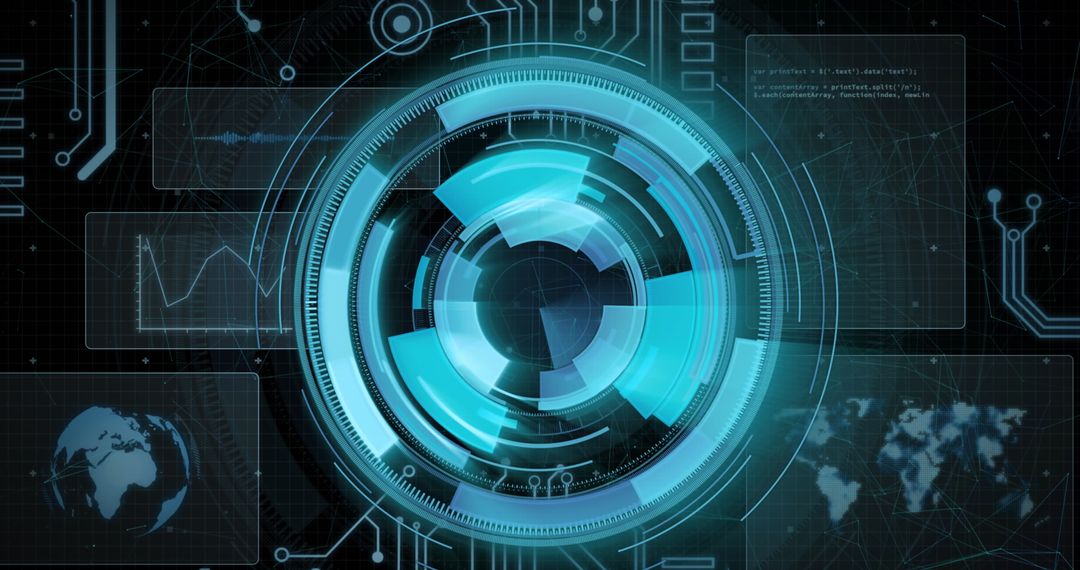 Futuristic Data Processing Interface with Digital Scanning Elements