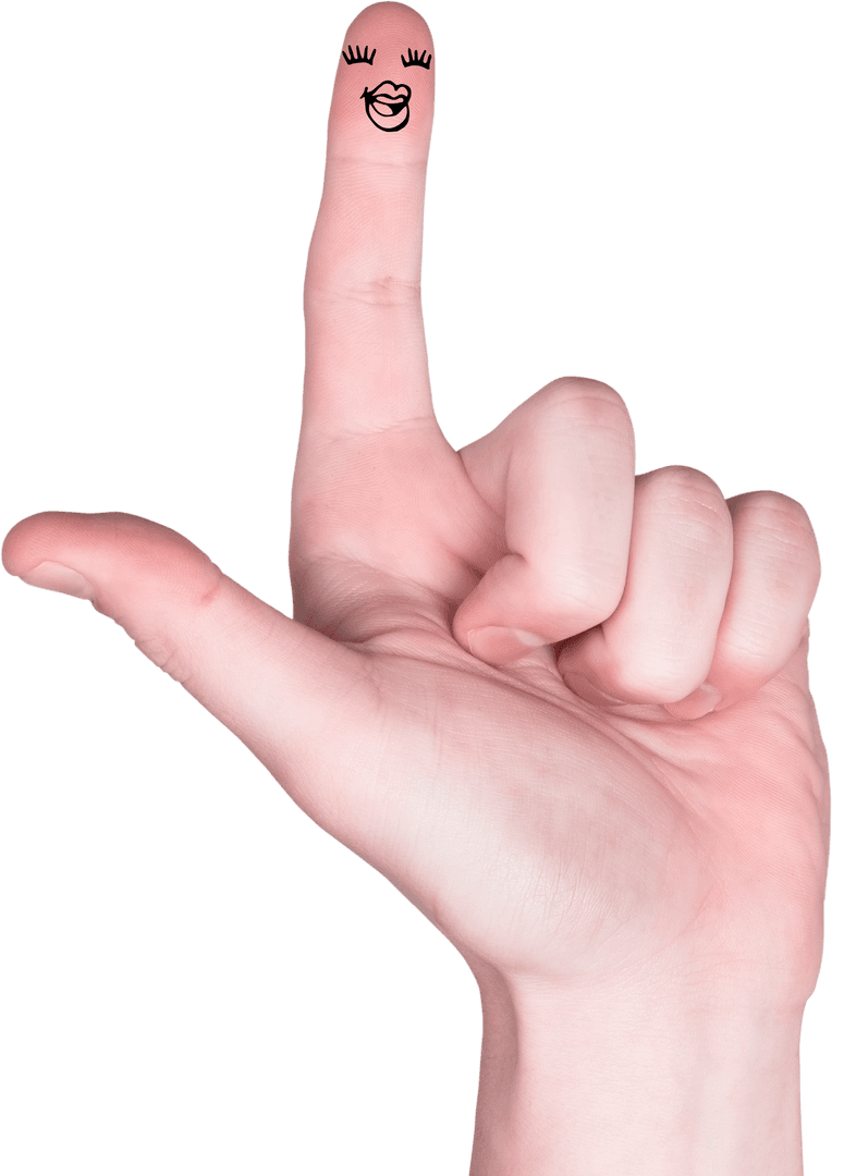 Transparent Finger with Cute Face Drawing Expression of Joy